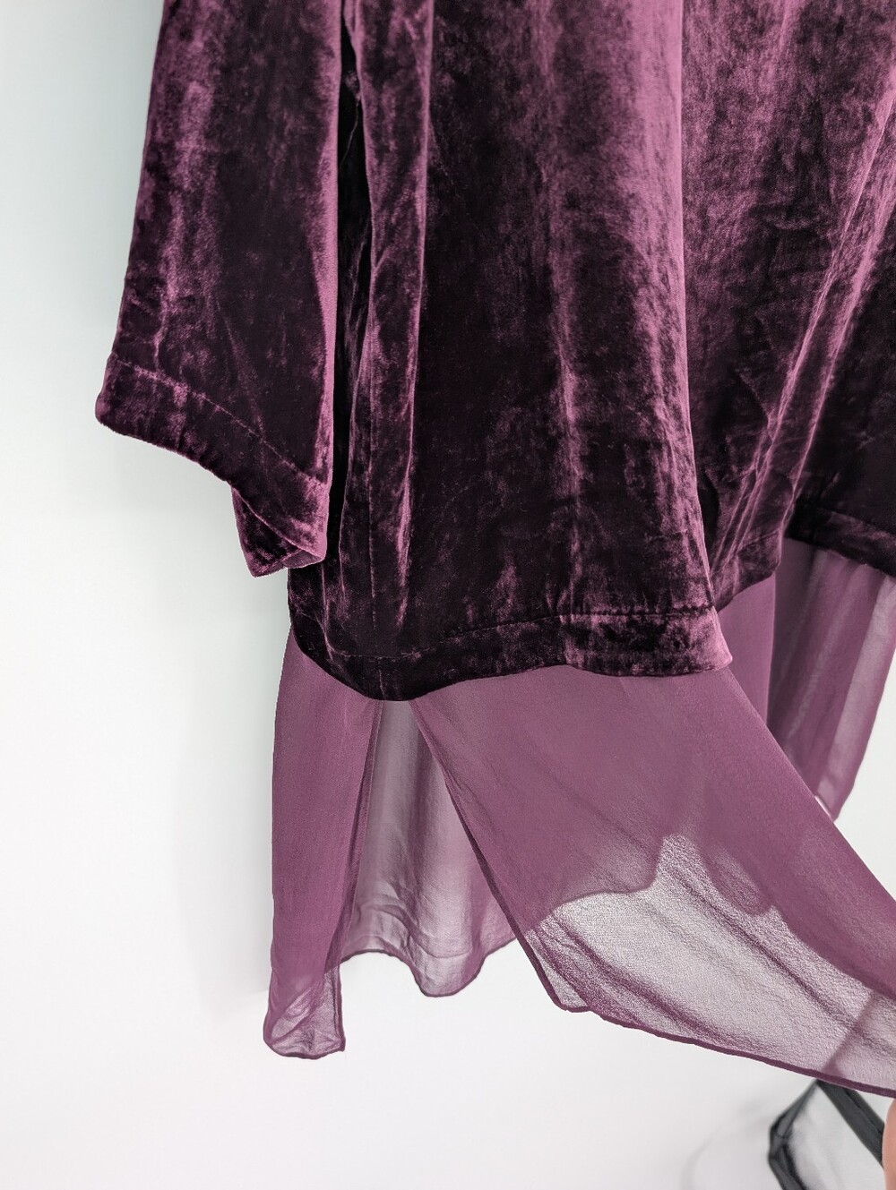 Eileen Fisher Velvet & Silk Tunic Top Large Purple Flowy Lagenlook - Picture 4 of 7